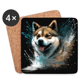 Akita Inu Dog - Coasters (set of 4) - white - Front