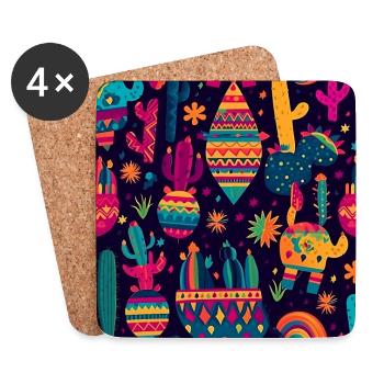 Happy Cinco de Mayo Colorful Mexican Independence - Untersetzer (4er-Set) - Weiß - Vorne