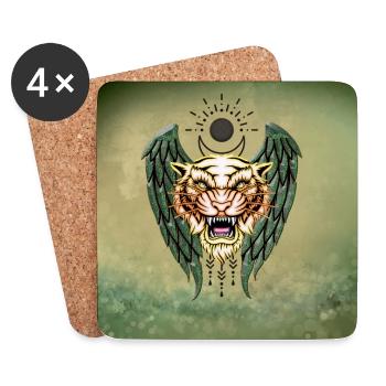 Tigre le roi de la jungle - Dessous de verre (lot de 4) - blanc - Devant