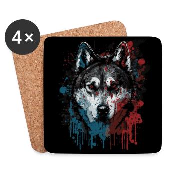 Chien Husky - Dessous de verre (lot de 4) - blanc - Devant