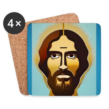 HaloJesus Stil-Porträt - Coasters (set of 4) - white - Front