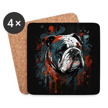 Mürrische Englische Bulldogge - Untersetzer (4er-Set) - Weiß - Vorne