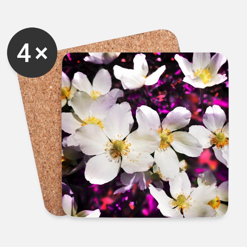 Weiße Anemonen - Untersetzer (4er-Set) - Weiß