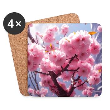 Japanische ästhetische Kirschblüte Sakura Schön - Untersetzer (4er-Set) - Weiß - Vorne