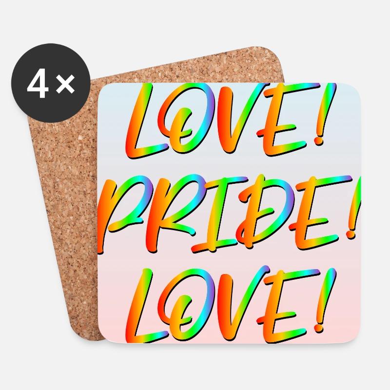 LOVE PRIDE LOVE LGBTQ SPRÜCHE VIELFALT DIVERSITY - Untersetzer (4er-Set) - Weiß
