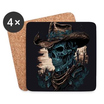 Zombie Cowboy - Dessous de verre (lot de 4) - blanc - Devant