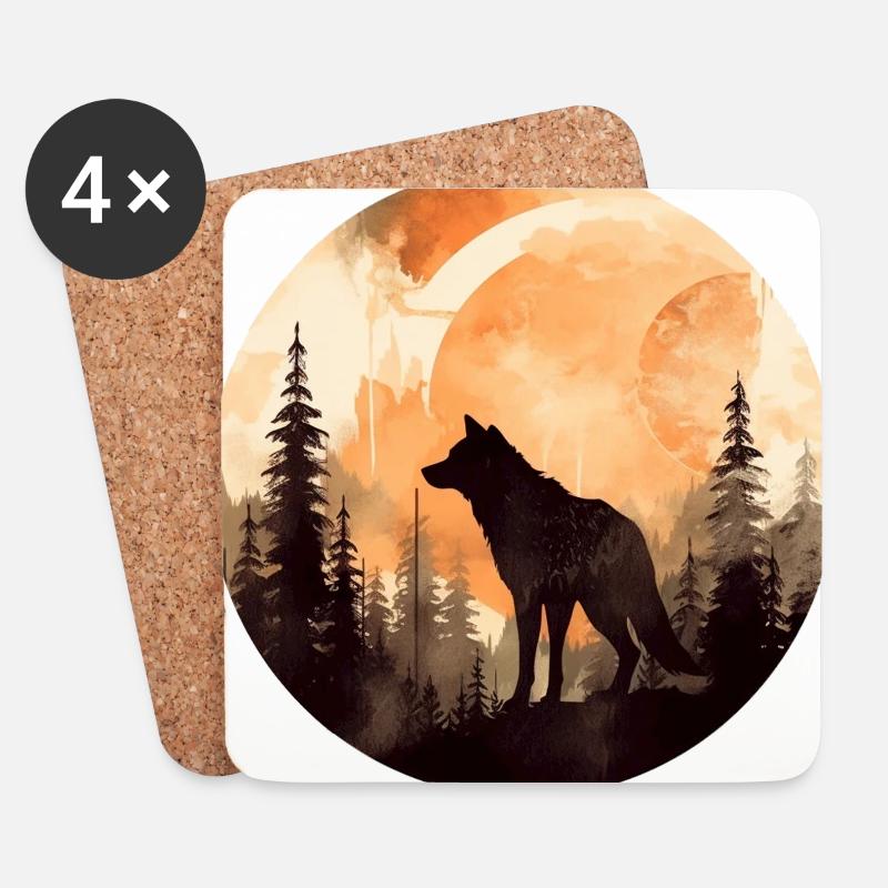 Schaden Wolf - Untersetzer (4er-Set) - Weiß