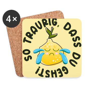 Abschiedsgeschenke - Traurig Sein Sprüche ZITRONE - Untersetzer (4er-Set) - Weiß - Vorne