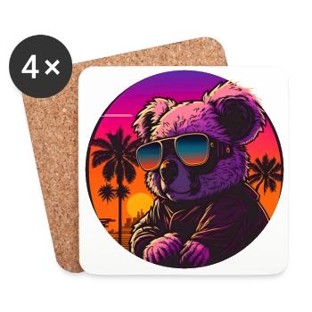 Synthwave Koala Sunset - Dessous de verre (lot de 4) - blanc - Devant