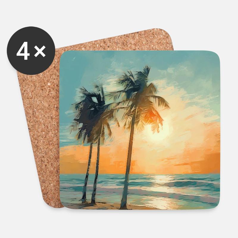 Fühle den Strand - zwei Palmen - Untersetzer (4er-Set) - Weiß