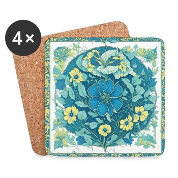 Fleur - Dessous de verre (lot de 4) - blanc - Devant