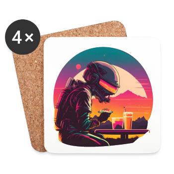 Synthwave astronaut Space dinner - Untersetzer (4er-Set) - Weiß - Vorne