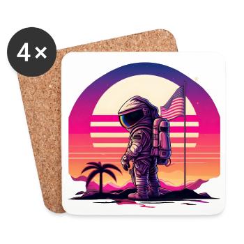 Synthwave Astronaut Space Sunset - Dessous de verre (lot de 4) - blanc - Devant
