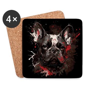 Bouledogue français - Dessous de verre (lot de 4) - blanc - Devant