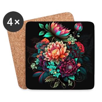 Botanicals Flower Pattern - Coasters (set of 4) - white - Front