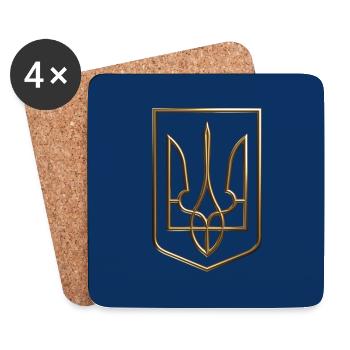 Ukraine Coat of Arms Shield Trident Trident Wire Look 2 - Coasters (set of 4) - white - Front