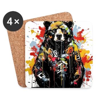 Roaring Bear. Graffiti-style strength. - Coasters (set of 4) - white - Front