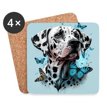 Dalmatians and butterflies - Coasters (set of 4) - white - Front