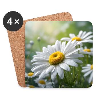 WUNDERVOLLES BLÜHENDES GÄNSEBLÜMCHEN - Untersetzer (4er-Set) - Weiß - Vorne