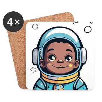 Astronaute mignon #3 - Dessous de verre (lot de 4) - blanc - Devant
