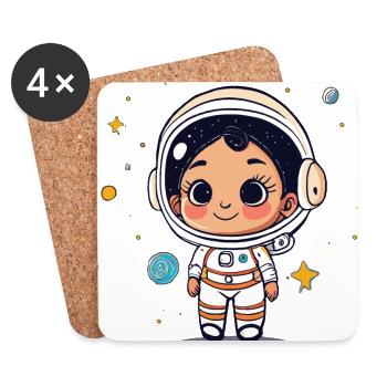 Astronaute mignon #5 - Dessous de verre (lot de 4) - blanc - Devant