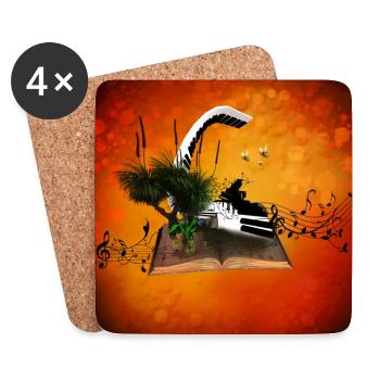 Ein Klavier fliegt aus einem Buch. - Untersetzer (4er-Set) - Weiß - Vorne