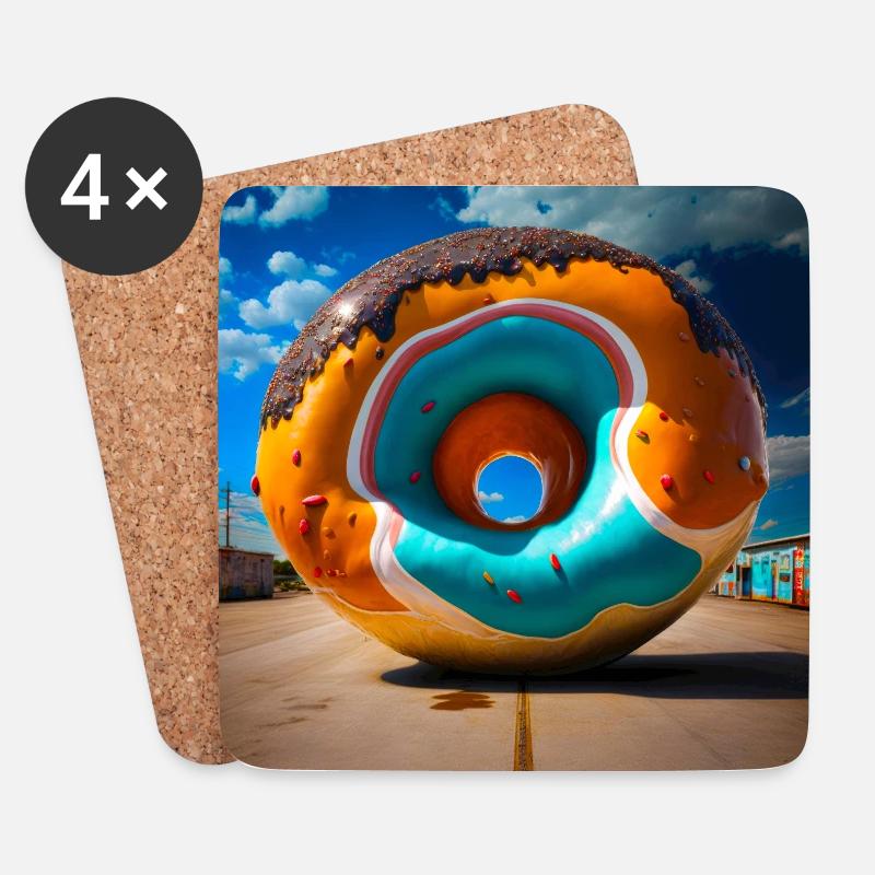 Mega Donut 01 - Coasters (set of 4) - white