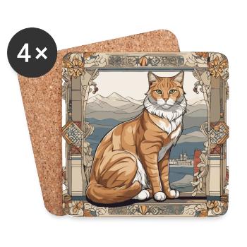 Chat noble - Dessous de verre (lot de 4) - blanc - Devant