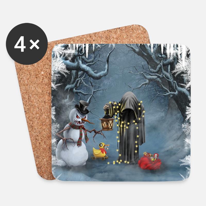 Dunkle Weihnachten - Untersetzer (4er-Set) - Weiß