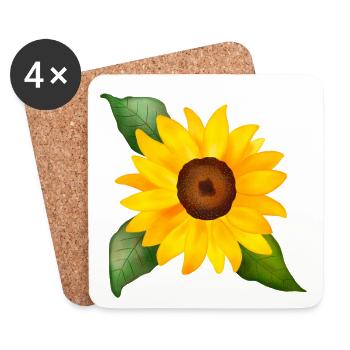 Cheerful sunflower hand painted watercolor - Coasters (set of 4) - white - Front