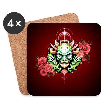 Mysteriöse bunte Kreatur mit Blumen - Untersetzer (4er-Set) - Weiß - Vorne