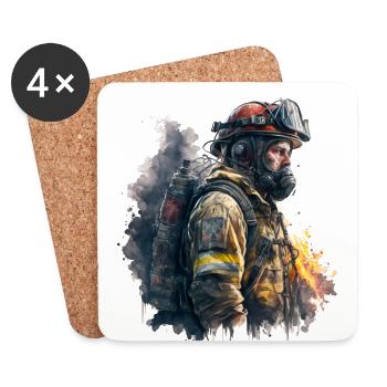Feuerwehrmann im Einsatz - Untersetzer (4er-Set) - Weiß - Vorne