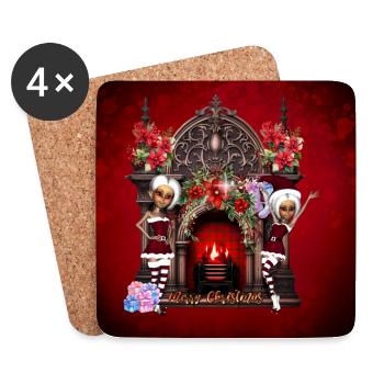 Les lutins attendent Noël avec impatience. - Dessous de verre (lot de 4) - blanc - Devant