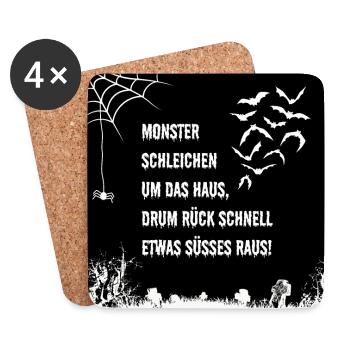 Monster schleichen um das Haus, drum rück schne... - Untersetzer (4er-Set) - Weiß - Vorne