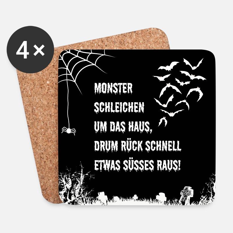 Monster schleichen um das Haus, drum rück schne... - Untersetzer (4er-Set) - Weiß