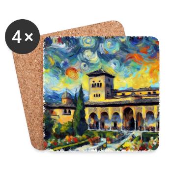 L’emblématique palais de l’Alhambra dans le style Van Gogh - Dessous de verre (lot de 4) - blanc - Devant