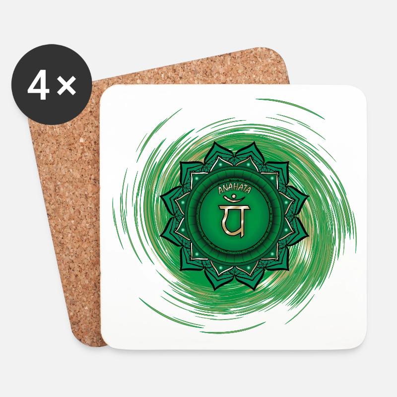 Anahata Viertes Chakra - Untersetzer (4er-Set) - Weiß