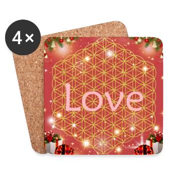 Fleur de vie amour cadeaux de Noël - Dessous de verre (lot de 4) - blanc - Devant