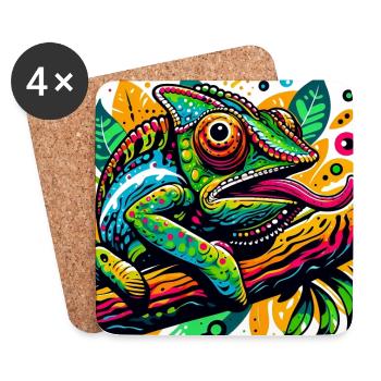 Caméléon - Dessous de verre (lot de 4) - blanc - Devant