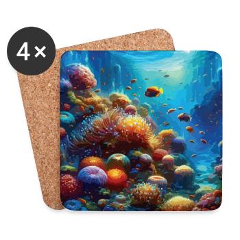 Living Coral Reef Aquarium Underwater Art - Coasters (set of 4) - white - Front