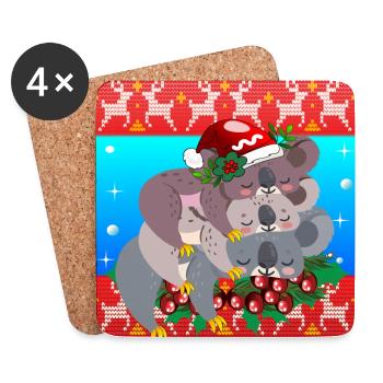 HÄSSLICHER WEIHNACHTSPULLOVER - KOALA BEAR FAMILY - Untersetzer (4er-Set) - Weiß - Vorne