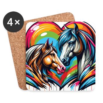 Cheval Amour Dans L’amour Chevaux Coeur Graffiti Style - Dessous de verre (lot de 4) - blanc - Devant