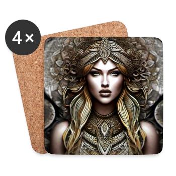 Mystische Fantasy Frau - Untersetzer (4er-Set) - Weiß - Vorne
