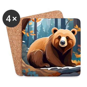 Gemütlicher Bär im Wald - Untersetzer (4er-Set) - Weiß - Vorne