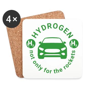 Hydrogen H2 as a fuel for vehicles - Coasters (set of 4) - white - Front