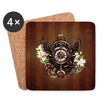 Die Eleganz der Steampunk-Blumenmagie - Untersetzer (4er-Set) - Weiß - Vorne