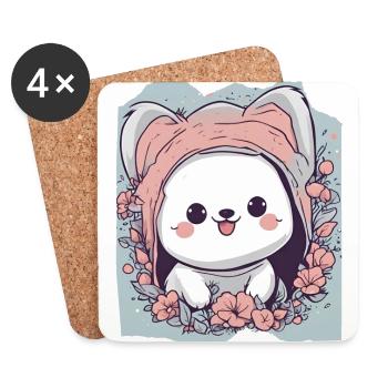 Whimsical Wonderland Companion Cute Animal Pet - Coasters (set of 4) - white - Front