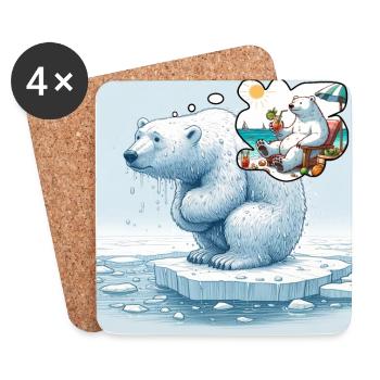 L'Ours frigorifié sur son Glacier ! - Dessous de verre (lot de 4) - blanc - Devant