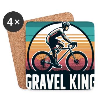 Gravel King Cyclisme Illustration - Dessous de verre (lot de 4) - blanc - Devant