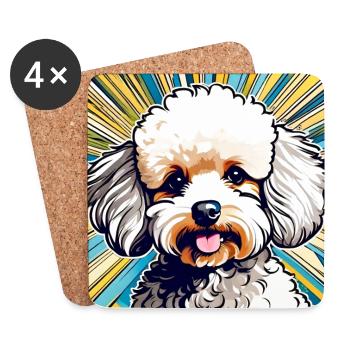 Caniche jouet mignon II - Dessous de verre (lot de 4) - blanc - Devant